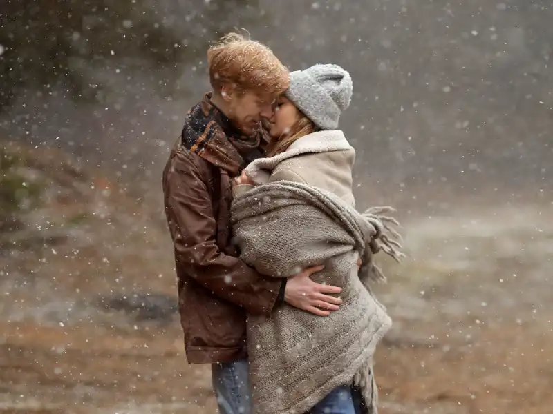 Couple in the rain